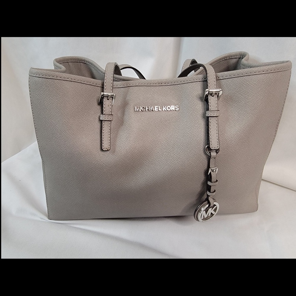 Michael Kors Gray Tote with Silver Accents